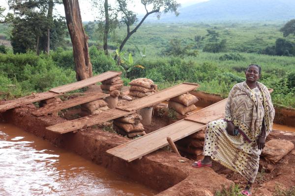 A GEWOMA member at their mineral processing centre at Mgusu.