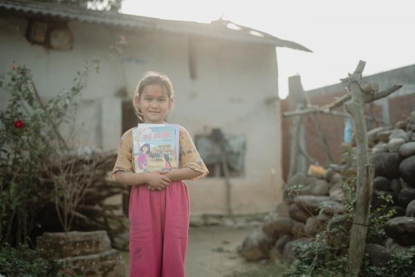 School girl with book
