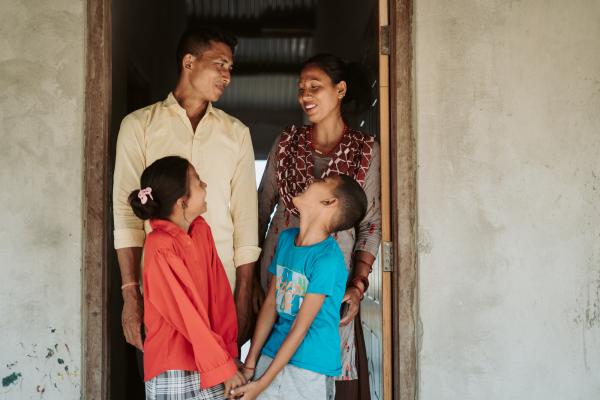 A happy family in Nepal