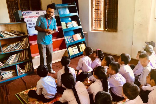 A session on Child Rights with primary students at Janasikshit Secondary School, Baglung, Nepal.