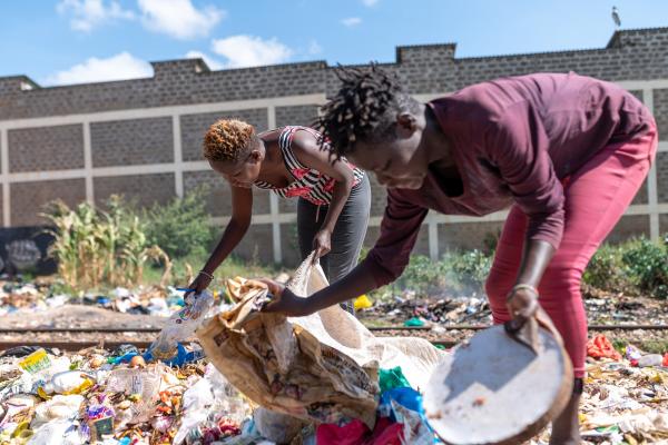 Vanessa and Pauline sorting waste