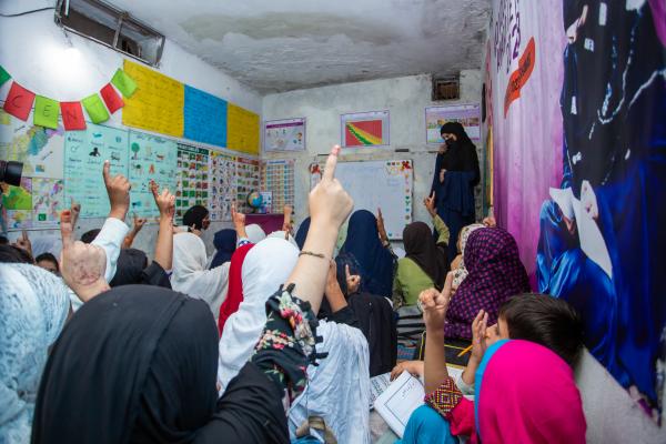 Children inside a VSO Learning Centre.