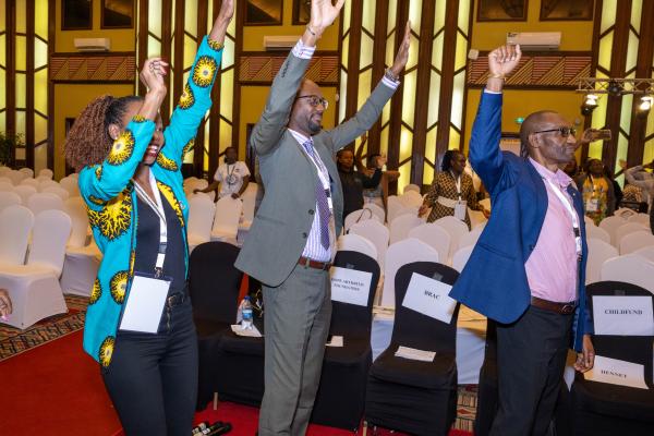 People with hands in the air