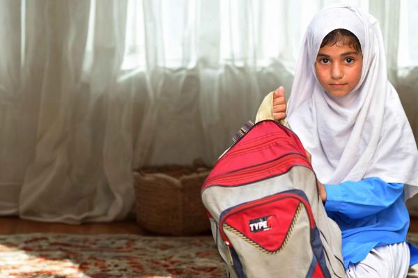Nazia with rucksack
