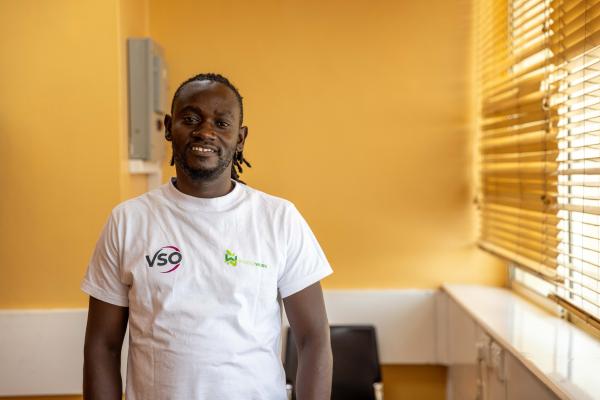 VSO Volunteer Stephen at a Waste picking site in Kibera as part of VSO's From Waste to Work Project