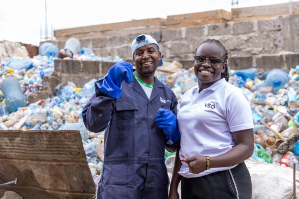VSO volunteer Josephine and Rooney together at the dumpsite