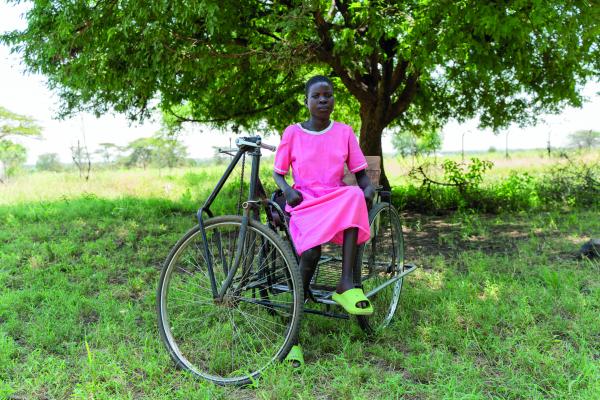 Nangiro sat on her wheelchair.