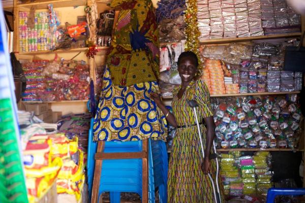 Tailor Achola Mamacave in her shop in Uganda | VSO