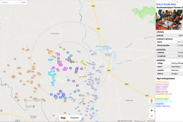 A map with information containing detailed information of farmers in the area