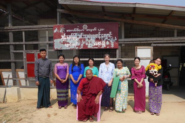 Gwen Harris visiting a school, with the monk co-founder and teachers who have donated to the school. Gwen Harris visiting a school, with the monk co-founder and teachers who have donated to the school.
