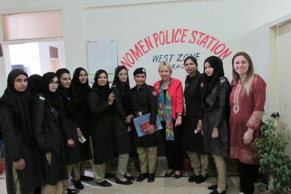 Shehla Qureshi and Baroness Burt and Karachi's all-women police station