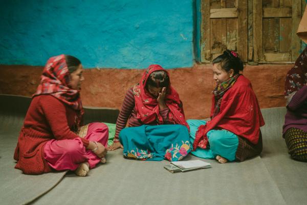 Devna and other women use role play in a training session Role plays to explore gender equality in Nepal