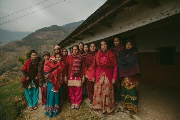 Devna and a group of young wives who took part in VSO's project Women in Nepal