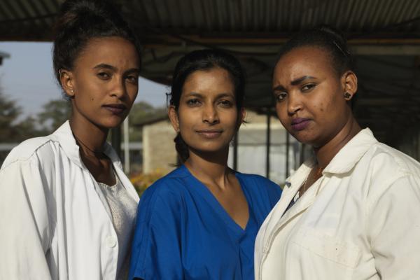 Sarika and the midwives she is training in Ethiopia