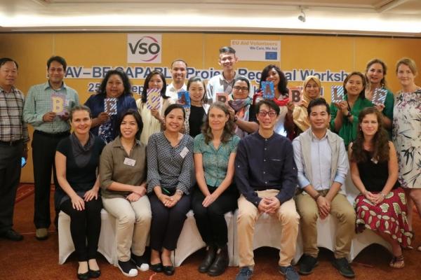 VSO staff pose together at the BeCapable workshop in Bangkok