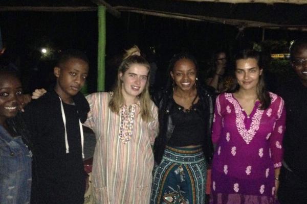 Ria on placement with her UK counterpart Anna and their host family Ria Bhate with ICS volunteers