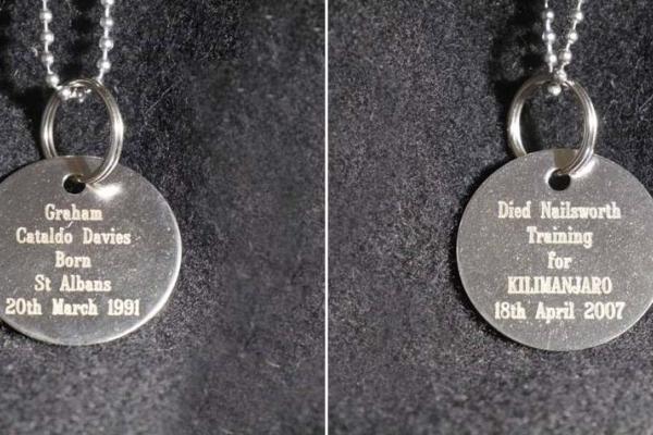 Keith wore this medallion as he climbed Kilimanjaro in memory of his son. 