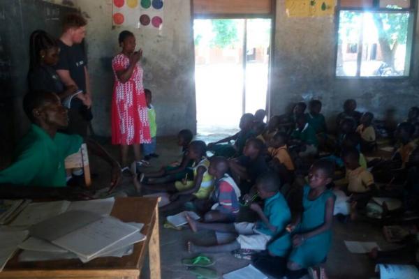 Jack leads a session in a school he was working in