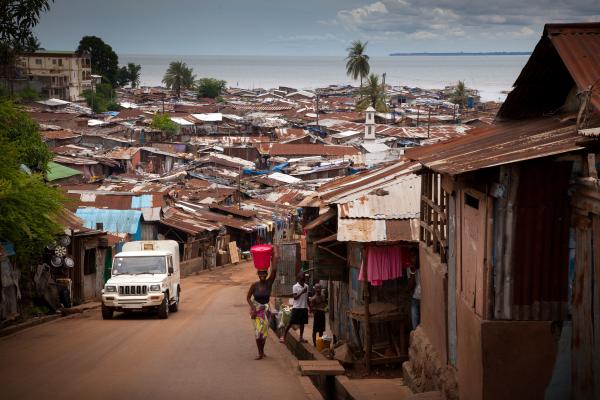 A hillside overlooking Freetown's coastal slums.